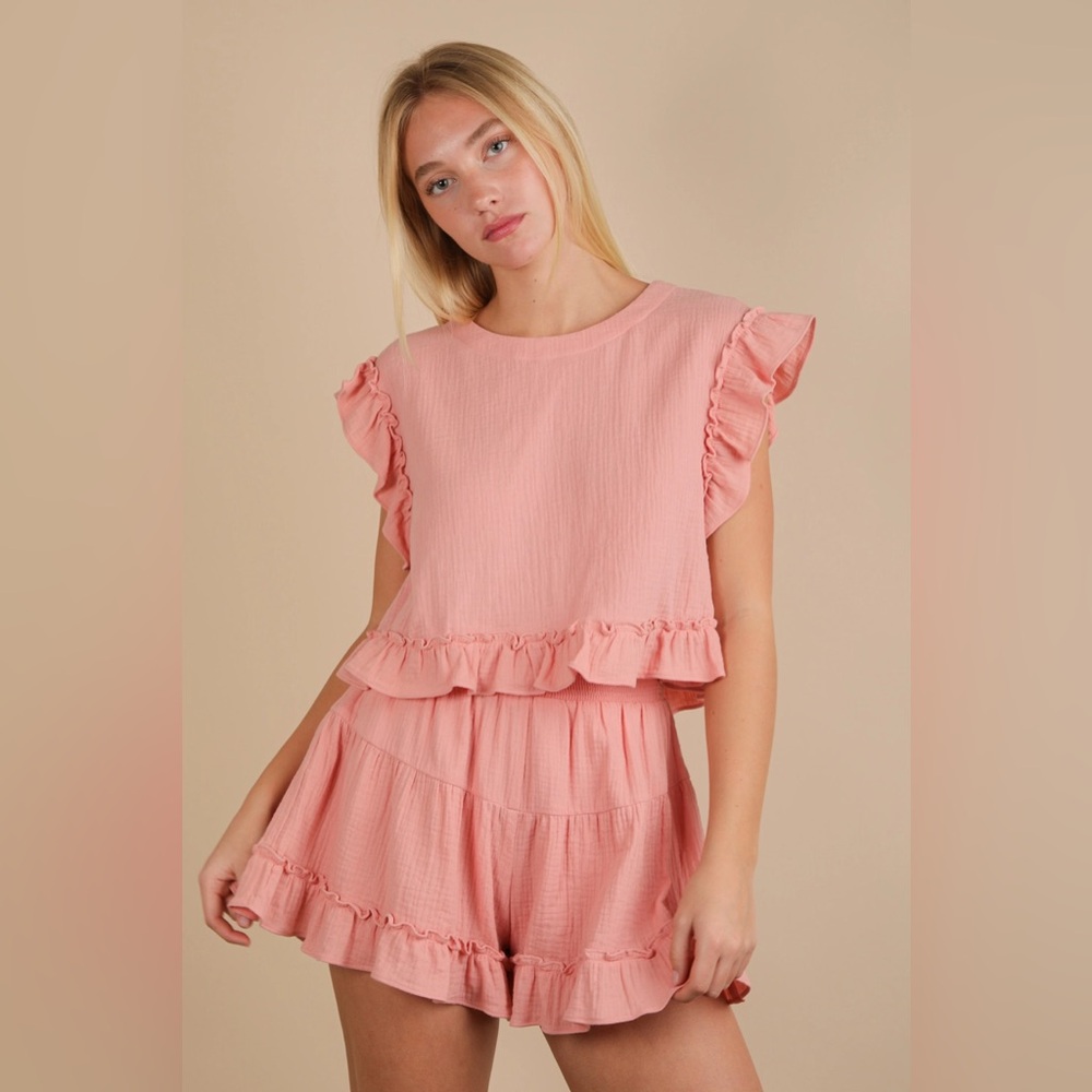 Very J Pink Ruffled Set